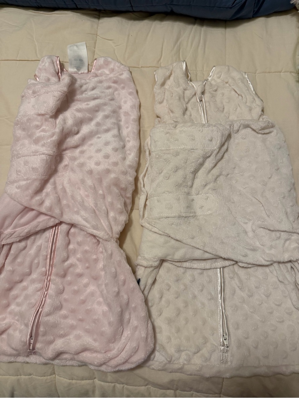 Soft Plush Sleep Sack - Light Pink and Cream Set of 2